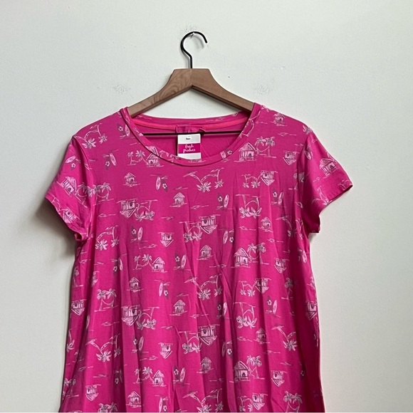 New FRESH PRODUCE Small Pink $72 SEASIDE Escape KYLIE Tee Dress Tropical Print - Picture 5 of 16